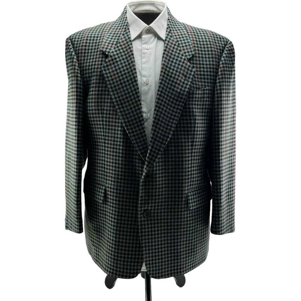 VTG Hugo Boss Blue Grayβ & Rust Check Delon 2 Button Blazer Mens Size 44R